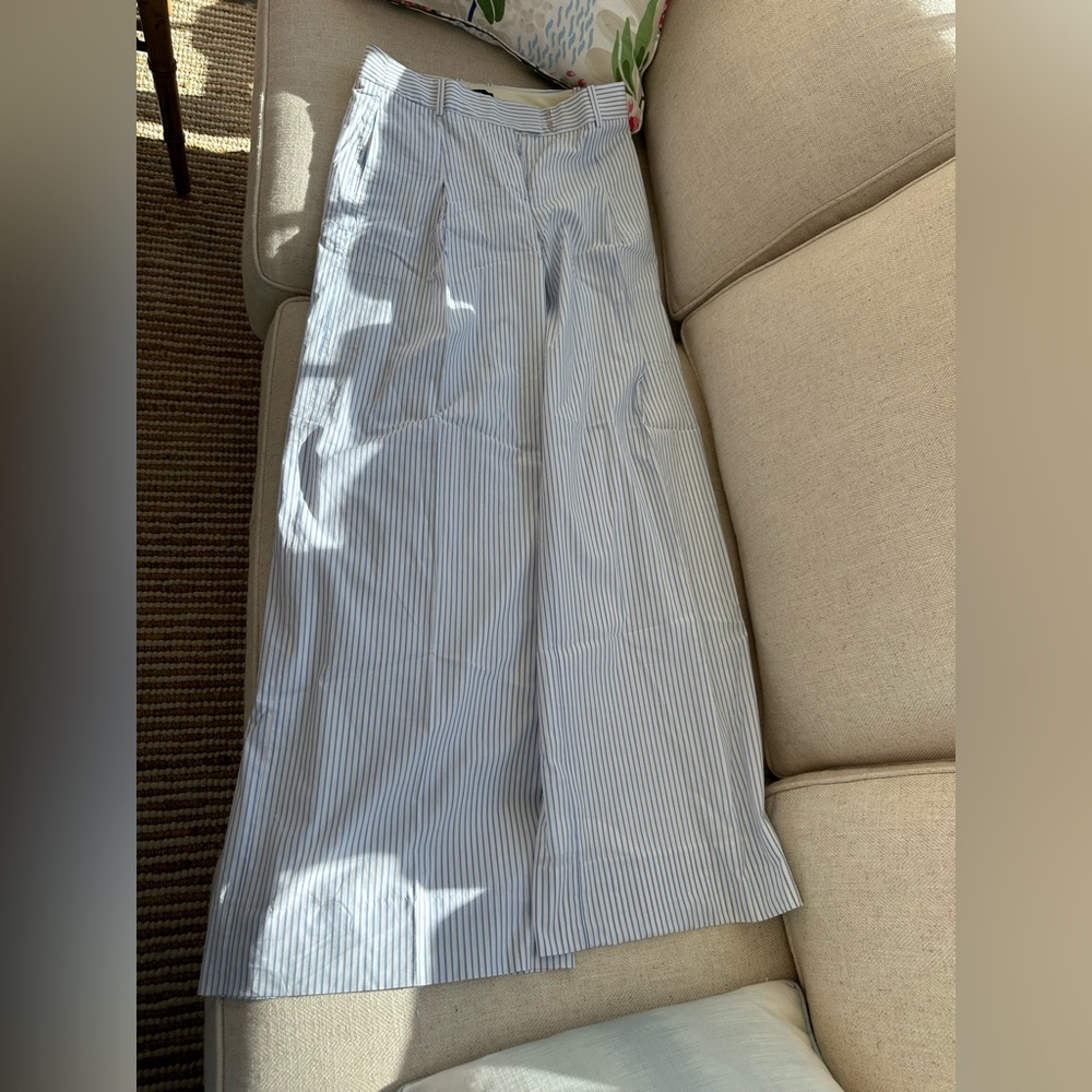 J. Crew Blue and White Striped wide-leg Trousers